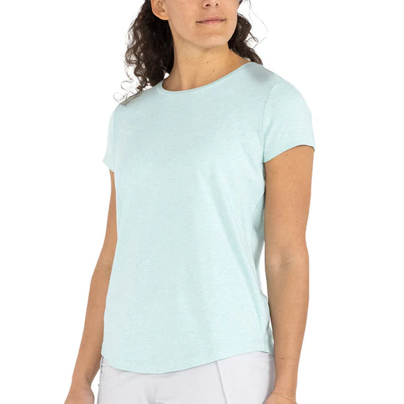 LADIES FREE FLY BAMBOO CURRENT TEE - HEATHER TIDE POOL