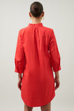 POPLIN COLLARED SHIRT DRESS - RED