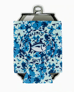 SOUTHERN TIDE HAWAIIAN FLORAL REVERSIBLE CAN CADDIE - BRISK BLUE
