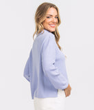 LADIES SOUTHERN SHIRT KNIT POLO SWEATER - COSMIC SKY