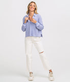 LADIES SOUTHERN SHIRT KNIT POLO SWEATER - COSMIC SKY