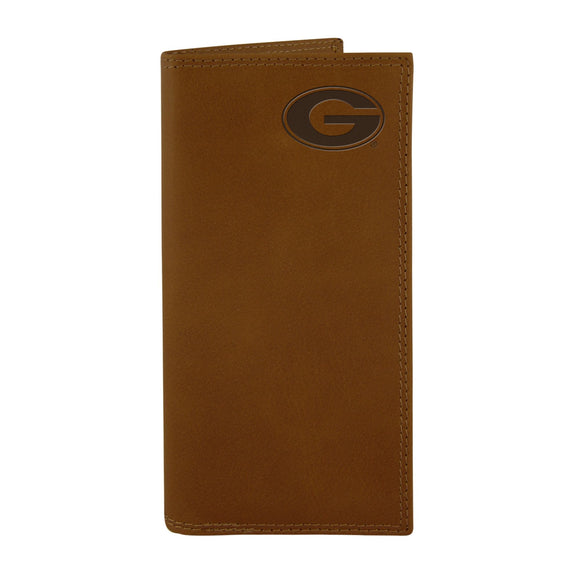 LEATHER ROPER WALLET WITH EMBOSSED LOGO - UGA