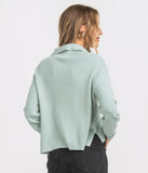 LADIES SOUTHERN SHIRT KNIT POLO SWEATER - MOON MIST