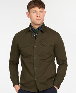 MENS BARBOUR ESSENTIAL TWILL OVERSHIRT - FOREST