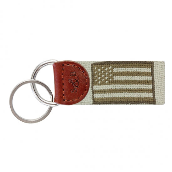 SMATHERS & BRANSON ARMED FORCES FLAG NEEDLEPOINT KEY FOB
